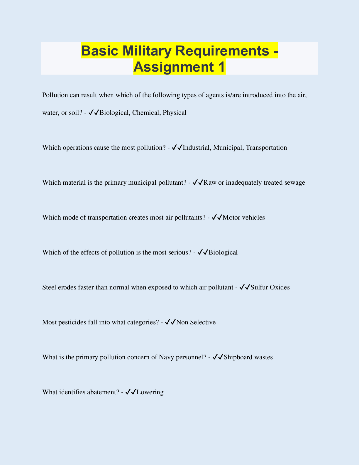 Preview image of Basic Military Requirements - Assignment 1 document